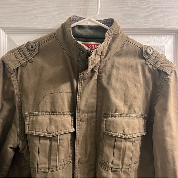 All-Son Men’s Military Jacket Quilt Lined Dark Green Sz. Sm. Gorpcore Fall Coat - Picture 2 of 10